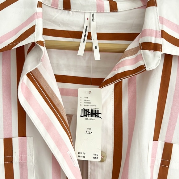 Anthropologie Boxy Buttondown Shirt Striped Coverup & Short Coord Set NWT - Picture 8 of 15